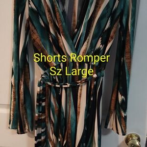 Forever 21 Teal and Brown Striped Romper
